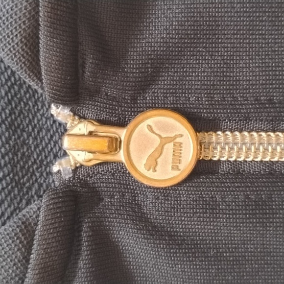 Puma Woman's Black & Gold Logo Zip-Up Bomber Track Jacket, Size: M - Picture 3 of 9